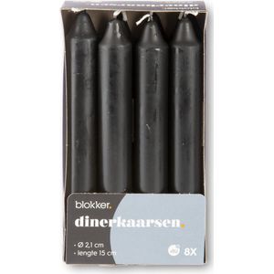 Blokker Dinerkaars - 8 Stuks - Zwart - 15cm