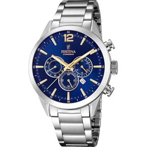 Festina F20343/2 Chrono Sport Chronograaf - Horloge - Staal - Zilverkleurig - Ø 43,5 mm