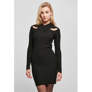 Urban Classics - Crossed Rib Knit Korte jurk - S - Zwart