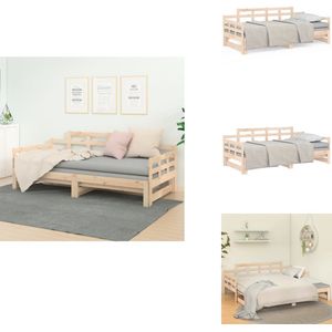 vidaXL Slaapbank - Slaapbanken - Bedbank - Bed - Slaapbank uitschuifbaar massief grenenhout 2x(90x190) cm