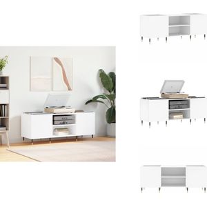 vidaXL Platenkast - Platenkasten - Platenspeler Kast - Elpee Opbergkast - Platenkast 121x38x48 cm bewerkt hout wit