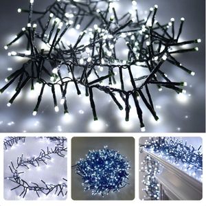 Cheqo® Kerstverlichting - Kerstboomverlichting - Kerstlampjes - 200 LED - 4M - Voor Binnen en Buiten - Timer - Wit - 8 Lichtfuncties - Op Batterijen - Clusterverlichting - Sfeerverlichting - Feestverlichting