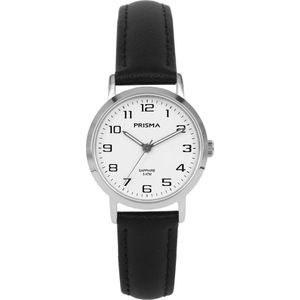 Prisma Stainless Steel  - Horloge P1746 - Leer - Zwart