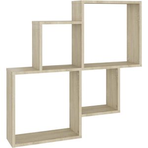 vidaXL Wandschap Kubus - 80x15x78,5 cm - Sonoma Eiken Kubuswandschap - Wandschap - Salontafel - Woonkamerdecoratie - Houten Kast