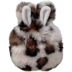 Casies Bunny Apple AirPods 3 case - Panterprint Wit - konijnen hoesje softcase - Pluche / Fluffy