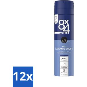 8 x 4 Deospray Men - No.17 Oceanic Boost - Deodorant - Oceaangeur - 150 ml - Voordeelverpakking - 12 stuks