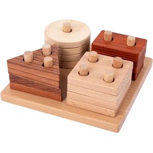 Houten puzzel - Sorteerspel en stapelfiguren- Open einde speelgoed - Educatief montessori speelgoed - Grapat en Grimms style