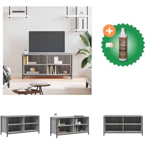 vidaXL Tv-meubel 100x40x50 cm bewerkt hout grijs sonoma eikenkleurig - Kast - Inclusief Houtreiniger en verfrisser