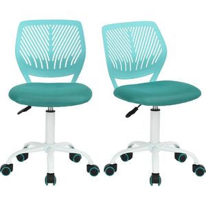 Kleurrijke stoel. Moderne en verstelbare computerstoel draaibaar zonder armleuning. Bureaustoel voor kinderen turquoise metaal 385 cm x 40 cm x 75-87 cm - Set van 2