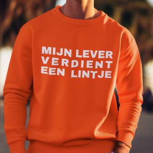 Oranje Koningsdag Sweater Mijn Lever Verdiend Een Lintje - MAAT XS - Feestkleding & Carnavalskleding