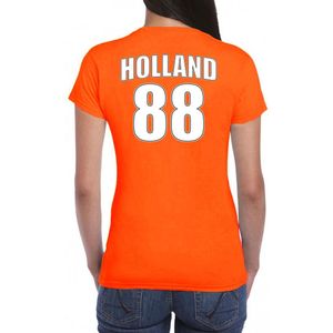 Oranje supporter t-shirt met rugnummer 88 - Holland / Nederland fan shirt voor dames XS