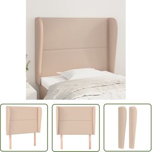 The Living Store Hoofdbord met randen 103x23x118/128cm kunstleer cappuccinokleur - Hoofd Bord - Hoofdeinde - Kapstok - Bedroom Decor - Slaapkamers