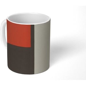 Mok - Koffiemok - Compositie met rood vierkant, zwart, blauw - Piet Mondriaan - Mokken - 350 ML - Beker - Koffiemokken - Theemok