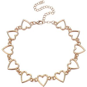 NiSy.nl Hartjes Ketting - Goudkleurige Choker - 28 tot 38 cm