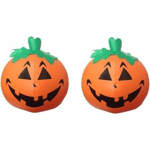 Halloween 2x Opblaasbare LED pompoenen - Halloween/horror decoratie/versiering
