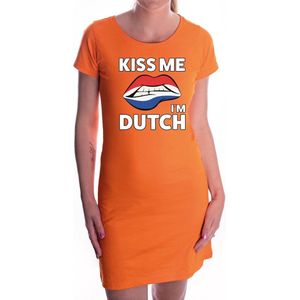 Kiss me i'm Dutch jurkje oranje dames - feest jurkje dames / oranje kleding XL