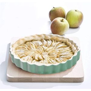 Taartvorm, quichevorm, ronde bakvorm, kras- en snijbestendig, 28 cm, keramiek (groen)