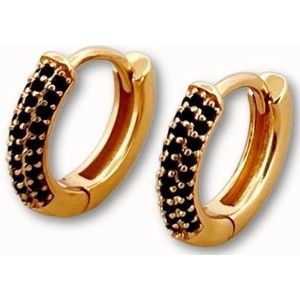 ByNouck Jewelry - Onyx Hoop Set - Sieraden - Dames Oorbellen - Verguld - Zwart - Oorbellen