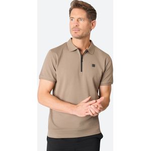 Solution Clothing Olroy - Casual Polo - Met Rits - Korte Mouwen - Volwassenen - Heren - Mannen - Taupe - Beige - S