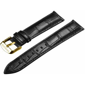 Elysian Horlogebandje - Zwart Croco Leer - Gouden Gesp - 22mm - Quick Release - Verstelbaar