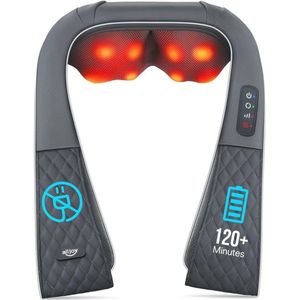 Draadloze nek- en rugmassager met verwarming en 3D-rotatie