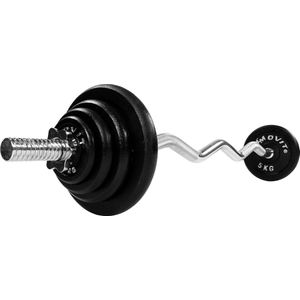 Curlstang - Curl bar - Gewichten - Curlstang met Gewichten - Ez bar - Halterstang - Halterstang 30mm - 26 kg - Inclusief stersluitingen - 120 cm - Chroom - Zwart