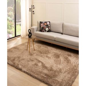 Hoogpolig vloerkleed velvet - Posh beige 200x300 cm