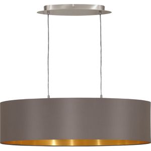 EGLO Maserlo - Hanglamp - 2 Lichts - Lengte 78cm - Stof - Grijs, Cappuccino, Goud