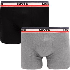 Levi's - Brief Boxershorts 2-Pack Zwart Grijs - Heren - Maat XL - Body-fit