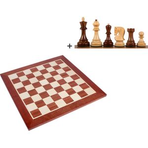 ChessRegion - Schaakbord Mahonie/Plataan  - 54x54cm - Inclusief Verzwaarde Schaakstukken