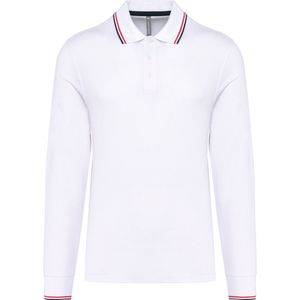 Kariban Heren polo van piquétricot met lange mouwen K280 - White / Navy / Red - M