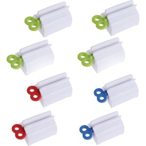 Trankielo - Tubenknijper Set - 8 stuks tandpastaknijpers voor alle tubes - tandpastahouder - tube knijper voor tandpasta - handcrème - badkamer accessoire (rood, blauw, groen)