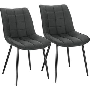 Rootz Set van 2 eetkamerstoelen - keukenstoelen - gestoffeerde stoelen - comfortabele gewatteerde zitting - duurzame metalen poten - ergonomische rugleuning - zitmaat 46 x 40,5 cm
