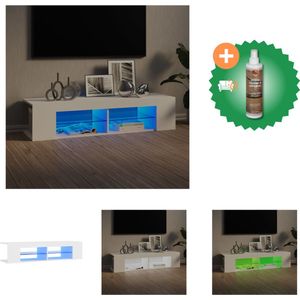 vidaXL Tv-meubel met LED-verlichting 135x39x30 cm wit - Kast - Inclusief Houtreiniger en verfrisser