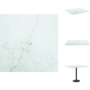 vidaXL Gehard glazen tafelblad - 50 x 50 cm - marmeren design - wit - Tafelonderdeel