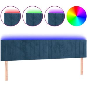 vidaXL - Hoofdbord - LED - 160x5x78/88 - cm - fluweel - donkerblauw