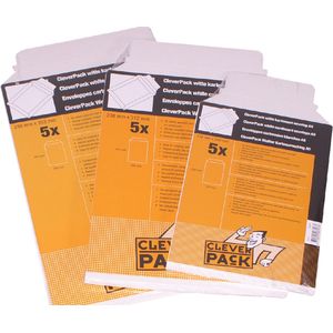 Envelop CleverPack A4 - 238x312mm karton wit - 5 stuks (4 pakken)