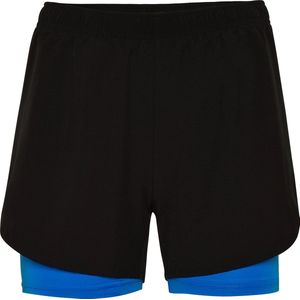 Zwart / Kobalt Blauw dames korte sportbroek en elastische band model Lanus maat L