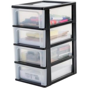Opbergtoren, Organizer, 4 laden, Kantoor, Woonkamer, 7L, Zwart