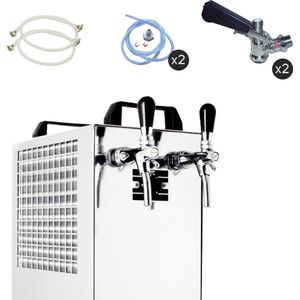 Complete set - Biertap - Kontakt 40/K 2-kraans RVS, 50 liter/u, met membraanpomp - Biertap, Beertender, Thuistap, Bierkoeler, Type A, Type D