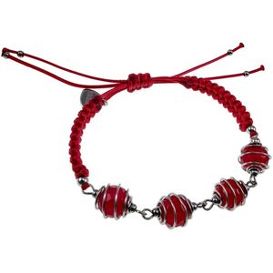 Armband Dames - Rode Gewaxte Nylon Macramé Armband met Rode Agaatstenen - Handgemaakt – Verstelbaar 15cm tot 20cm