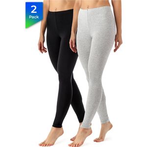 Merry Style MS-MS10-143-LE-2Pack Dames Leggings - Sport - Vrijetijdsbroek 2 Pak - Lang - Viscose - Sporbroek - Yogabroek - Zwart/Gemêleerd - M