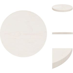 vidaXL Tafelblad - Grenenhout - 30 x 2.5 cm - Ronde vorm - Wit - Tafelonderdeel