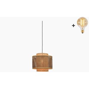 Hanglamp - BHUTAN - Bamboe - Small (40x34cm) - Met LED-lamp