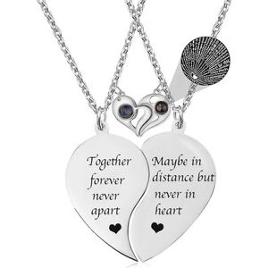 Bixorp Friends Vriendschapsketting voor 2 met Hartje & I LOVE YOU in 100 talen! - Zilverkleurig - ""Together Forever Never Apart"" - BFF Cadeau