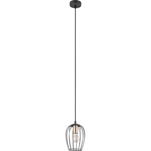 LED Hanglamp - Hangverlichting - Trion Rigo - E27 Fitting - Rond - Mat Zwart - Metaal