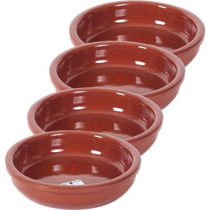 6x Tapas schaal bruin/ terracotta 16 cm - Tapas/creme brulee ovenschalen/serveerschalen