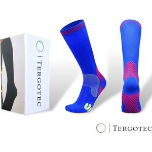 Compressiekousen maat L (I 39-43) **BEST QUALITY** blauw / steunkousen / Compression socks – Elastisch / Werksokken / Sportsokken / Heren/Dames/Unisex – Running socks / gesloten