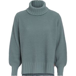 Knit Factory Robin Gebreide Dames Coltrui - Gebreide dames trui - Wintertrui - Damestrui - Wollen trui - Lange ballon mouw - Turtleneck - Stone Green - Groen - 36/38