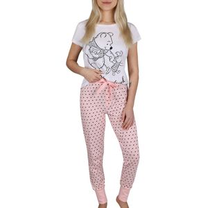 Winnie de Poeh Disney - Damespyjama in wit en roze katoen / S